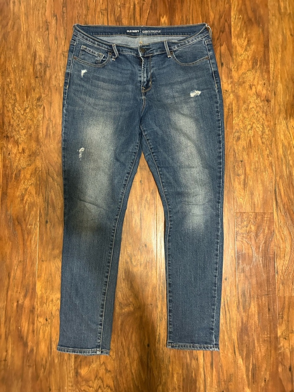 Old Navy Skinny Jeans - Distressed Dark Blue Wash